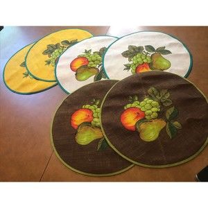 6 VTG Placemats Nagel West Germany Fruit 16" Piepmats Great 60% 40% Polyester